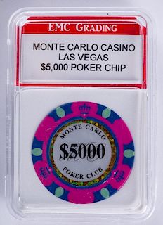 Monte Carlo Casino $5,000 Poker Chip (Graded)