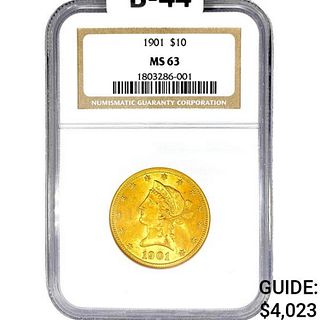 1901 $10 Gold Eagle NGC MS63
