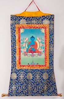 Buddha in Lotus Position Silk Wall Hanging