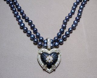 Black Pearls with Onyx & Diamond Enhancer