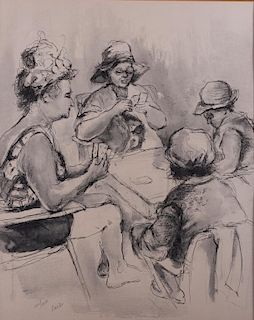 Women Playing Cards #122/250 Lithograph
