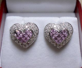 Diamond and Pink Sapphire Earrings