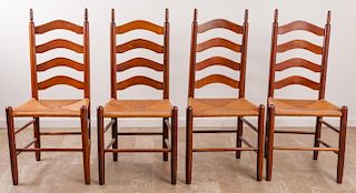 E.A Clore Ladder Back Chairs, Four
