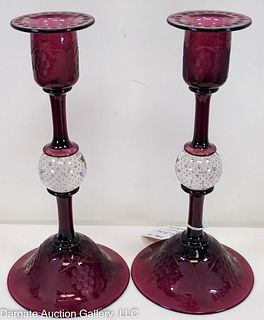 PAIR PAIRPOINT AMETHYST CANDLESTICKS