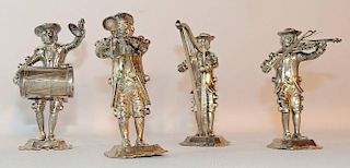 Four Jeweled Silver Musicians