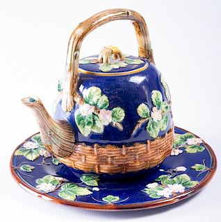 Cobalt Blossom by Mottahedeh Teapot & Plate