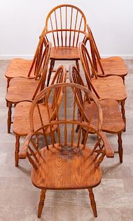 Tom Seely Oak Bow Back Dining Chairs Set