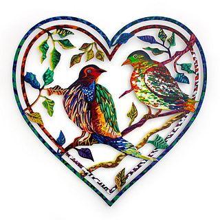 Patricia Govezensky- Original Painting on Cutout Steel "Love Birds"