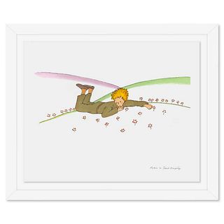 Antoine de Saint-Exupery 1900-1944 (After), "The Little Prince Lying On The Grass" Framed Limited Edition Lithograph with Certificate of Authenticity.