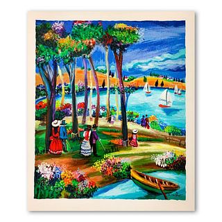 Shlomo Alter (1936-2021), "Afternoon Stroll" Hand Signed Limited Edition Serigraph on Paper with Letter of Authenticity.