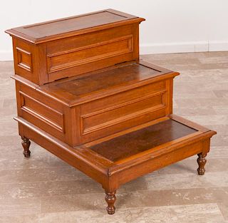 British Oak Bed Steps & Commode Circa 1800s