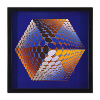 Victor Vasarely (1908-1997), "Tupa-3 (1972)" Framed Heliogravure Print with Letter of Authenticity