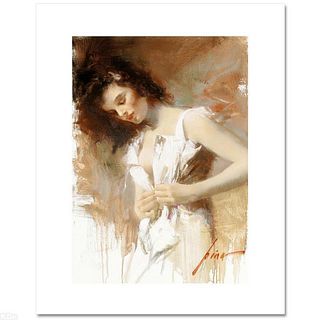 Pino (1939-2010), "White Camisole" Hand Signed Limited Edition on Canvas with Certificate of Authenticity.