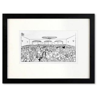 Bizarro, "CATS Hairball" is a Framed Original Pen & Ink Drawing by Dan Piraro, Hand Signed with Letter of Authenticity.