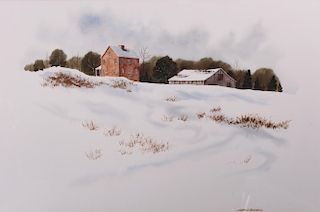 J. Robert Burnell Winter Landscape Watercolor