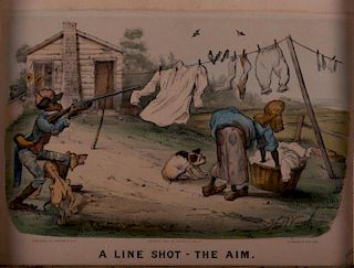 Currier & Ives "A Line Shot - The Aim" Lithograph