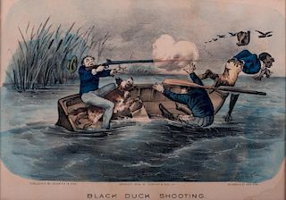 Currier & Ives "Black Duck Shooting" Lithograph