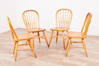 Oak Bow Back Windsor Chairs Group