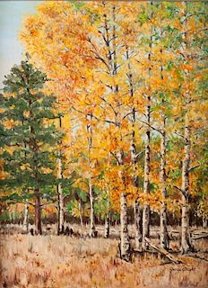 George C. Hight "Aspen Grove" Oil on Canvas