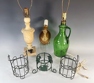 TWO LAMPS, SCONCE, CANDLE HOLDERS