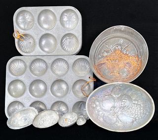 ANTIQUE CHOCOLATE CANDY MUFFIN TINS AND MOLDS