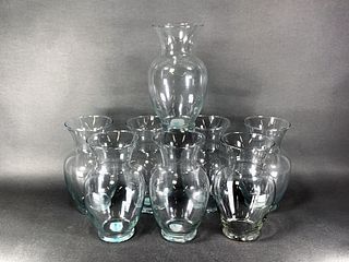 LOT OF 8 FLORIST VASES INDIANA GLASS
