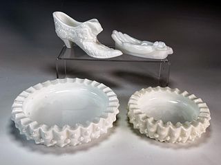 COLLECTION OF MILK GLASS ASHTRAYS
