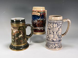 3 BEER STEINS WEST GERMANY ANHEUSER BUSCH