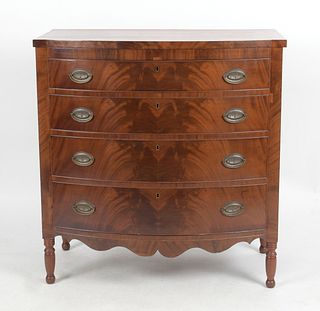 Federal Mahogany and Cherry Bow Front Chest