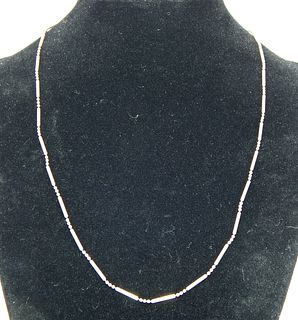.925 Sterling Silver Tube and Bead Necklace