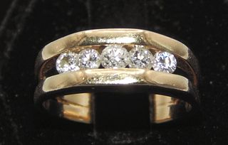 14K Gold & 5 Diamond Men's Ring 