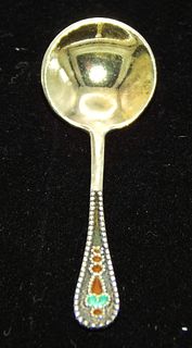 .875 Silver USSR Spoon with Gold & Enamel Overlay 