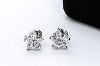 Tiffany & Co. Victoria Mixed Cluster Earrings in Platinum