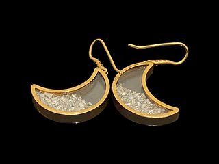 MORITZ GLIK 3.36 CT Moon Shaped Diamond Shaker Earrings