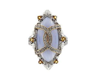 18k Gold Sterling Diamond Lavender Stone Ring
