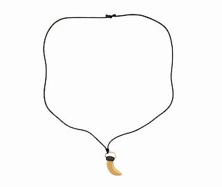 Pomellato 18k Gold Black Diamond Pendant Cord Necklace