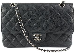 CHANEL QUILTED CAVIAR LEATHER FLAP SHOULDER BAG