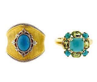 14k Gold Turquoise Ring Lot