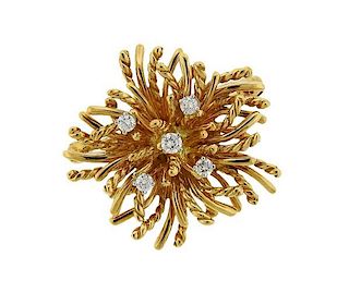 Tiffany &amp; Co 18k Gold Diamond Anemone Brooch Pin