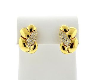 18k Gold Diamond Braided Earrings