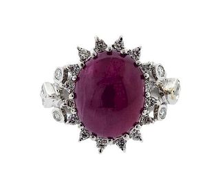 14k Gold Diamond 15ct Ruby Cocktail Ring