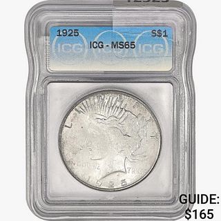 1925 Silver Peace Dollar ICG MS65 