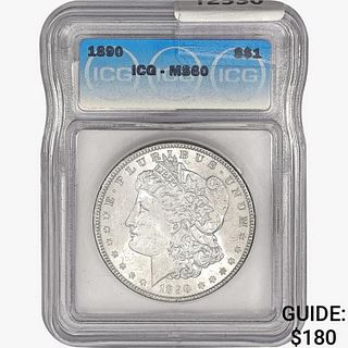1890 Morgan Silver Dollar ICG MS60 
