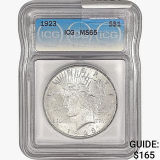 1923 Silver Peace Dollar ICG MS65 