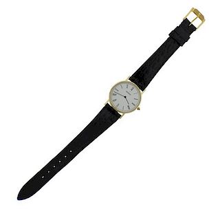 Movado 14K Gold Leather Strap Quartz Watch