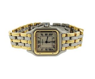 Cartier Panthere 18k Gold Steel Three Row Watch