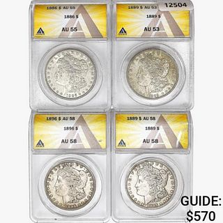 [4] Morgan Silver Dollars ANACS AU [1886, [2] 1889