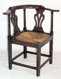 Antique English Oak Corner Chair