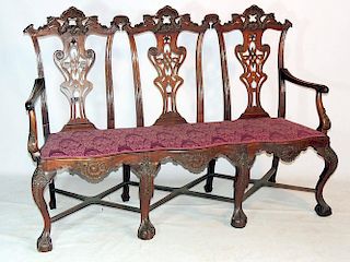 English Mahogany Triple Chair- Back Settee