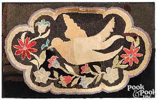 American hooked rug with dove, late 19th c.